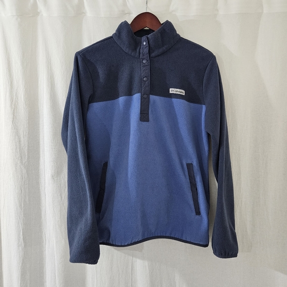 Columbia Tops - Columbia Blue Foster Creek Fleece Pullover Button Front Sweatshirt Button Size L